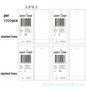 custom printed logo gift price paper hangtag/garment hang tag
