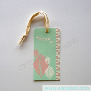 green custom printed  shoes hang tag for garment