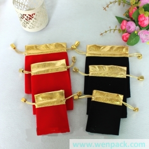 custom printed jewelry drawstring velvet pouch