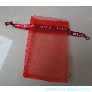 custom printed logo candy and jewelry drawstring organza pouch