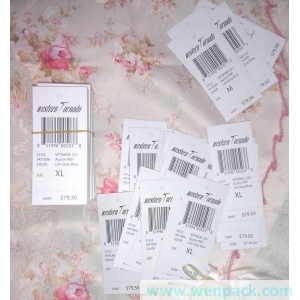 custom printed logo gift price paper hangtag/garment hang tag