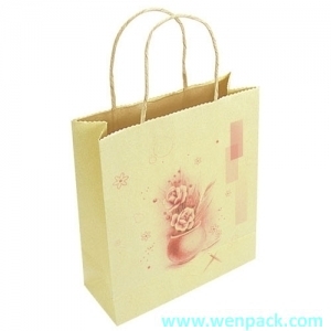 brown printed Kraft Paper Gift Bag