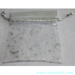 custom printed logo jewelry drawstring organza pouch