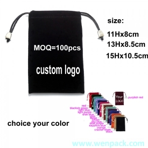 custom printed velvet gift bag/jewelry silk pouch/small drawstring bag